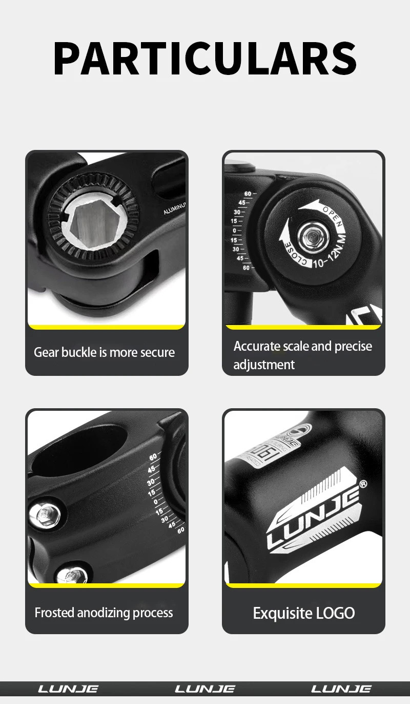 Adjustable Bicycle Handlebar Stem Variable 60/80 Degree Angle MTB Bike Riser Ult