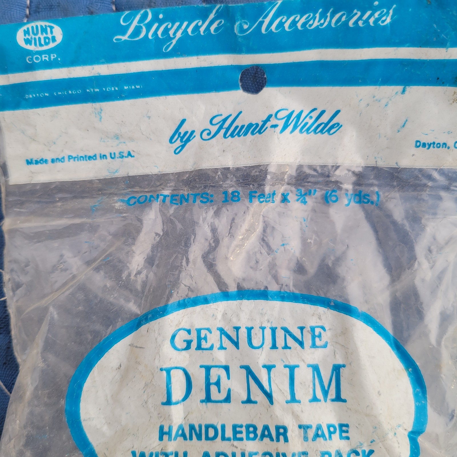 Hunt Wilde Genuine Denim Handlebar Tape with Adhesive Back White 18′ NOS Cloth