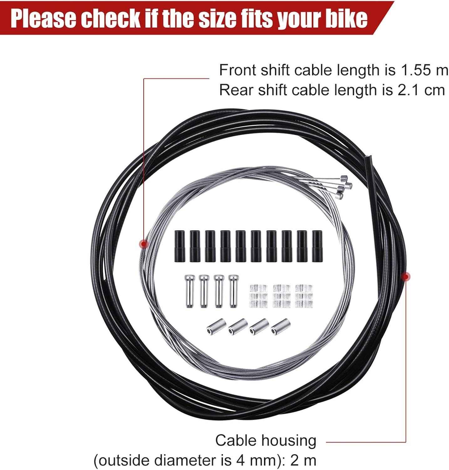 Universal Mountain Bike Shifter Cable Set – 4 Pack PVC & Stainless Steel