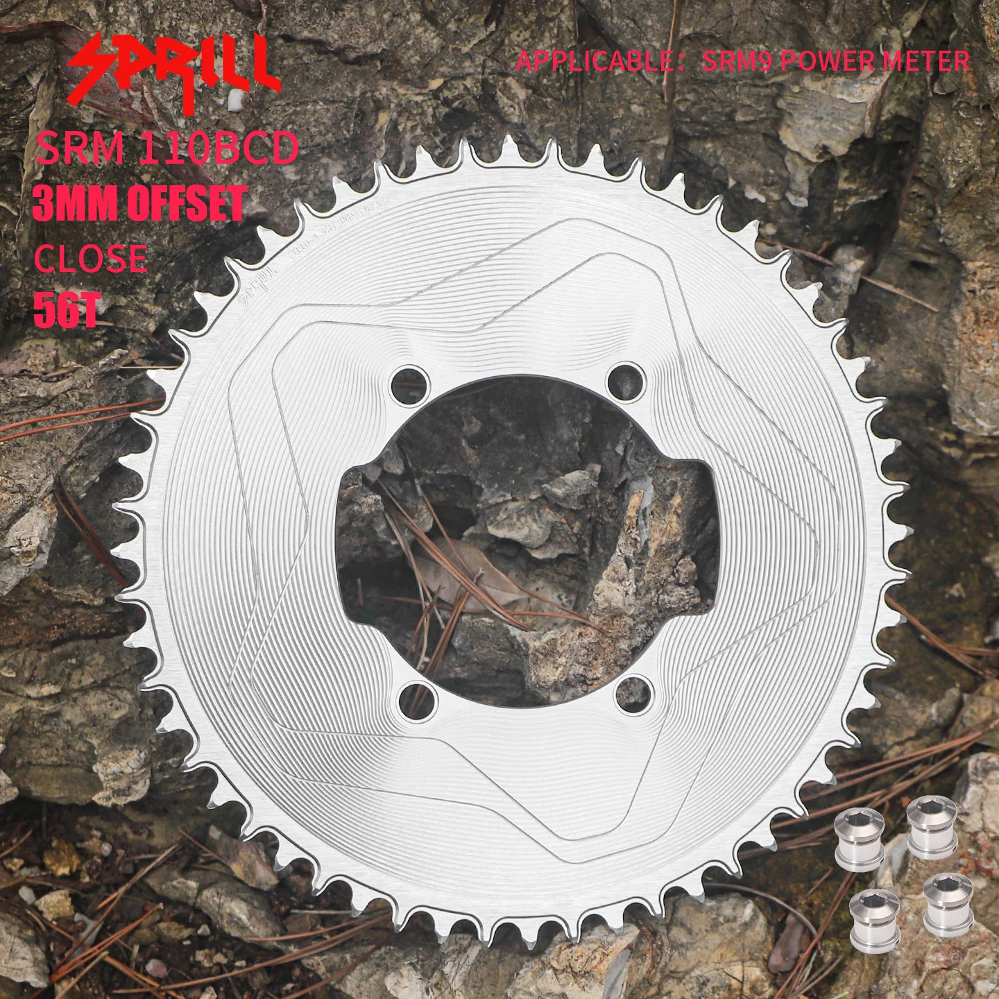 For SRM 9 Power Meter 3mm Offset Chainrings 110BCD FOR TT TRIATHLON Aero 56T-54T