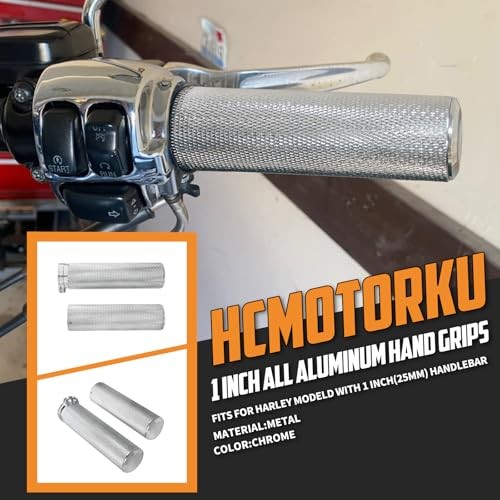 Motorcycle Handlebar Grips for 1″ 25mm Aluminum Universal Fit Chrome – Chrome