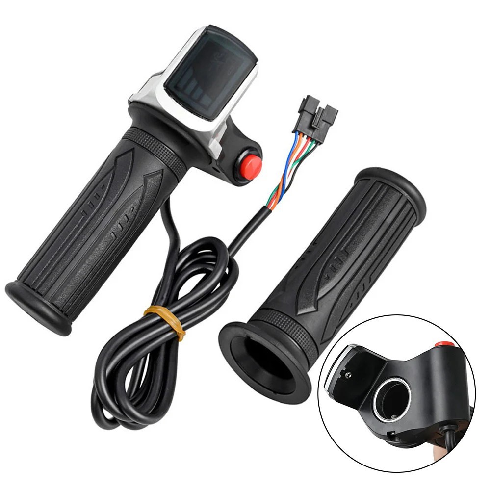 36V 48V E-Bike Throttle Accelerator Bicycle Grip Handlebar w/LED Display Scooter