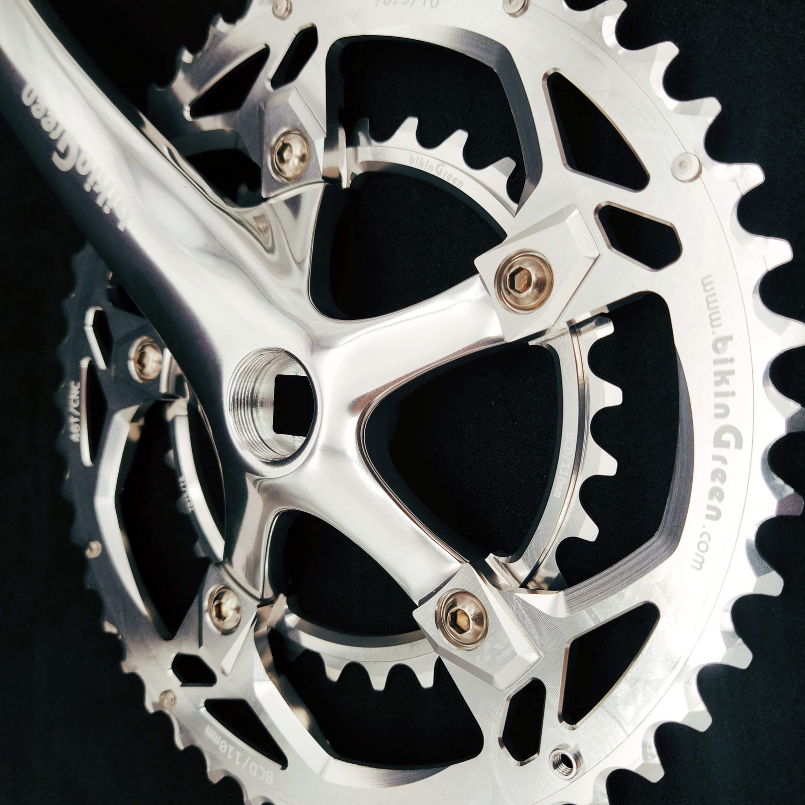 bikinGreen Classic 170mm 46/30T BCD 110mm Crankset Silver Retro bike