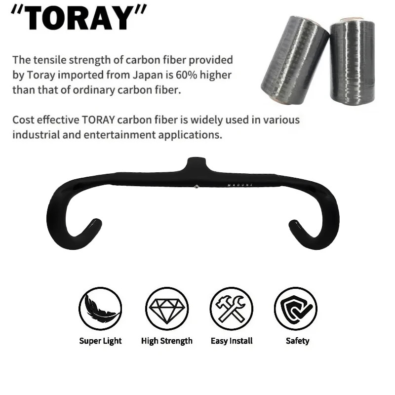 Carbon 380-440mm Internal Wiring Integrated Drop Bar 28.6mm with Bike spacer