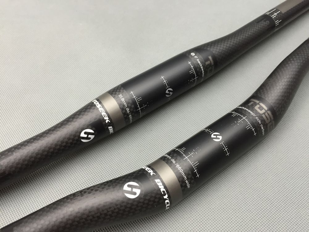 TOSEEK 3K Carbon Fiber Mountain Bike Flat Bar Riser Bar Handlebar 31.8*600-760mm