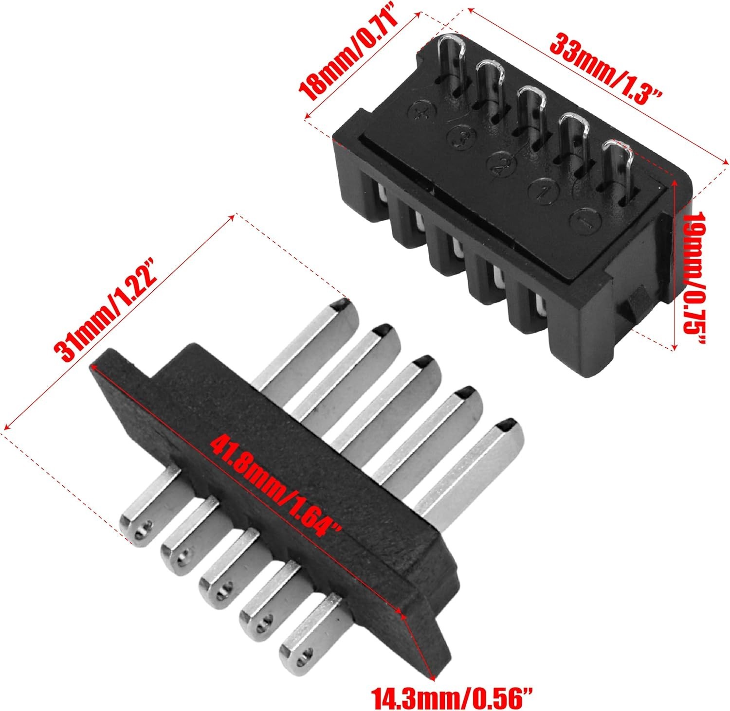 E-Bike Battery Power Discharge Connector – Compatible with Hailong 5 Pin Conn…