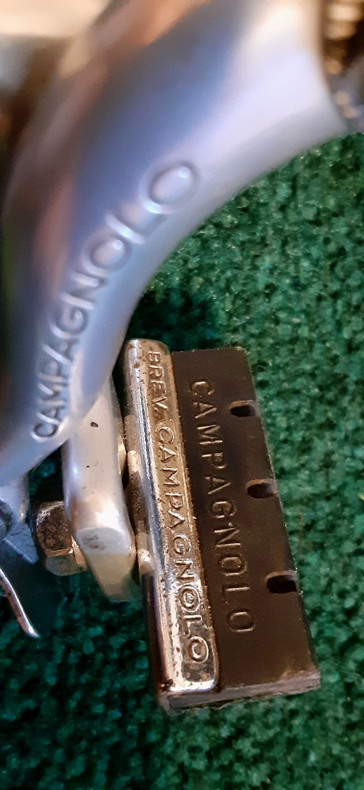 Used Campagnolo 1972 Record Brakes, Front & Rear, Standard, Adj. Screw, Pads
