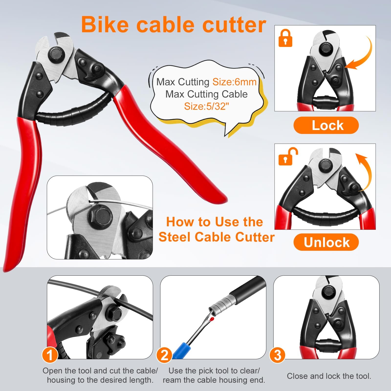 Bike Brake Cable Kit with Stainless Steel Bike Cable Cutter, Brake Cable and …