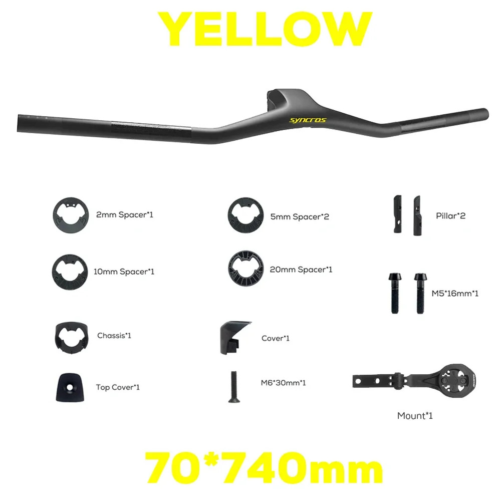 740mm -40° Full Carbon Fiber Integrated MTB Handlebar Black Matte with Mount