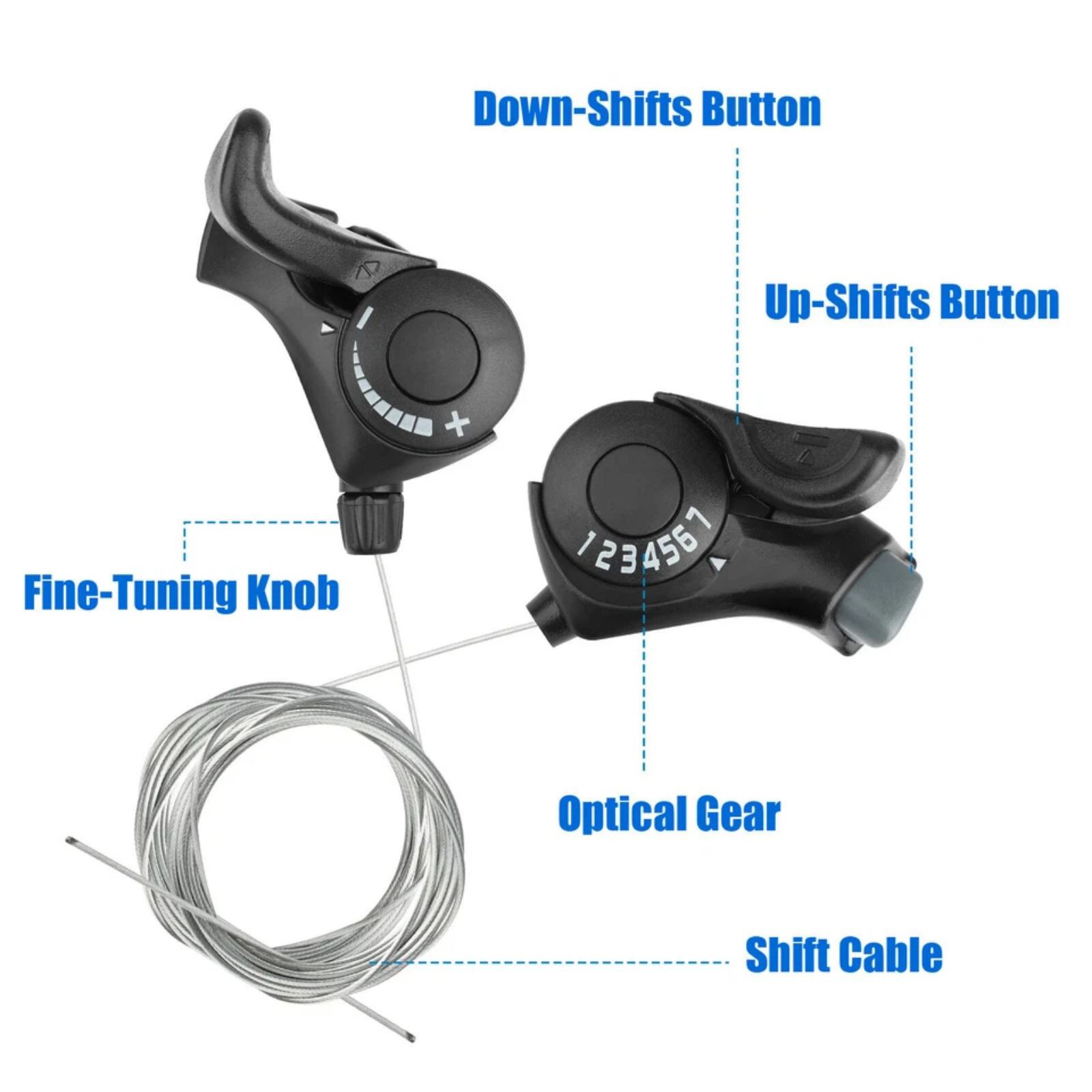 Optical Gear Display Shifters 21-Speed 3×7 for MTB Commuter Electric Bicycles
