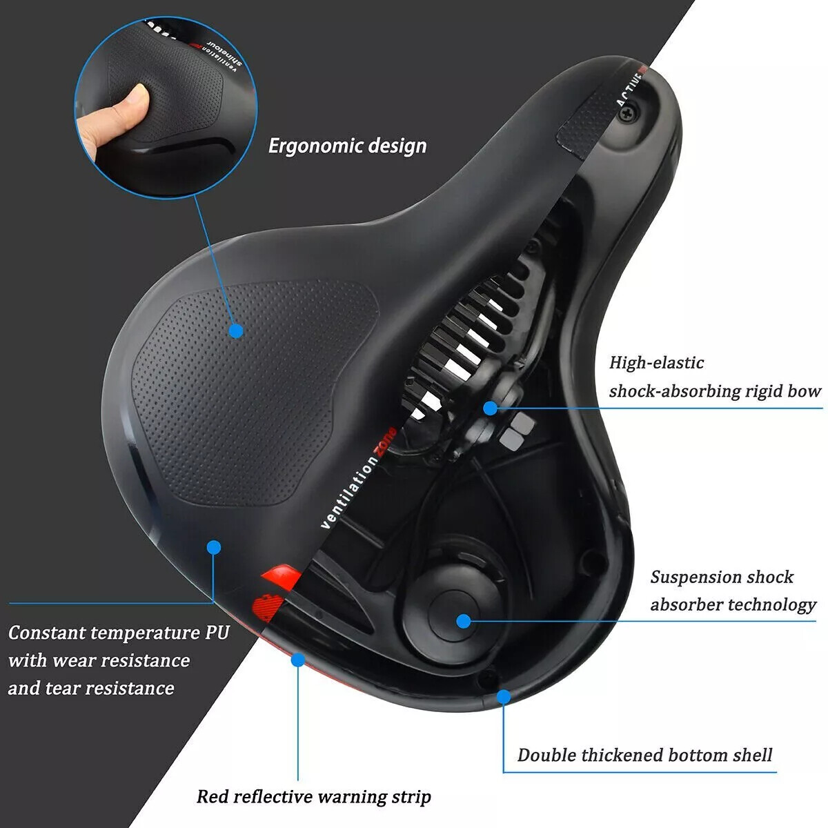 Extra Wide Big Bum Bike Bicycle Saddle Seat Gel Cushion Sporty Soft Comfort Pad