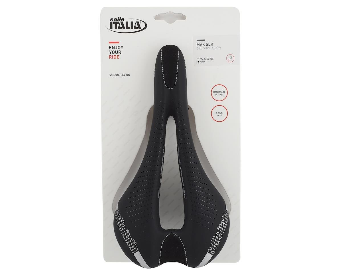 Selle Italia Max SLR Gel Superflow Saddle (Black) (Titanium Rails)