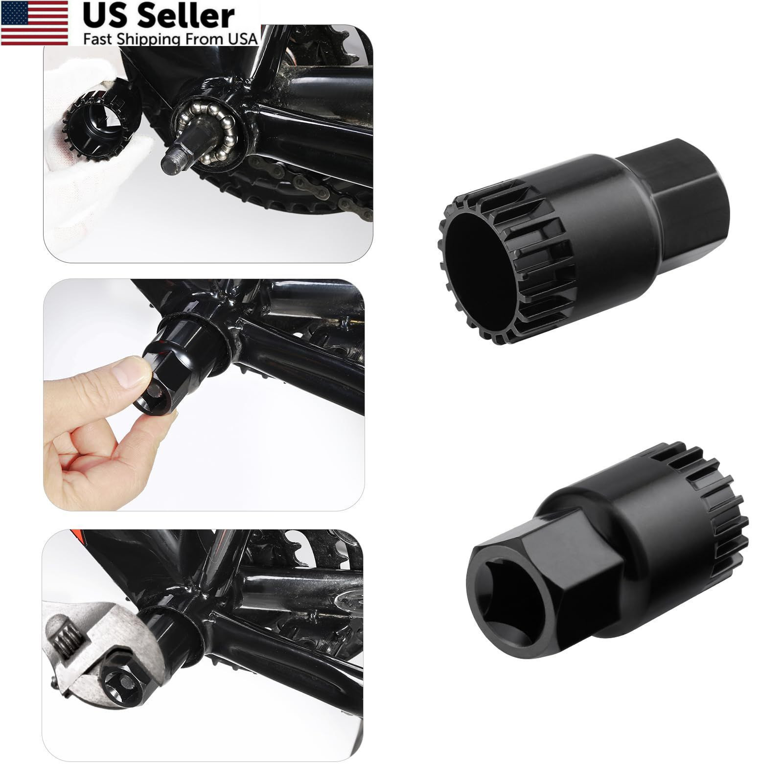 KREMORV Bike Crank Extractor with 16mm Spanner Repair Tools Kit Black