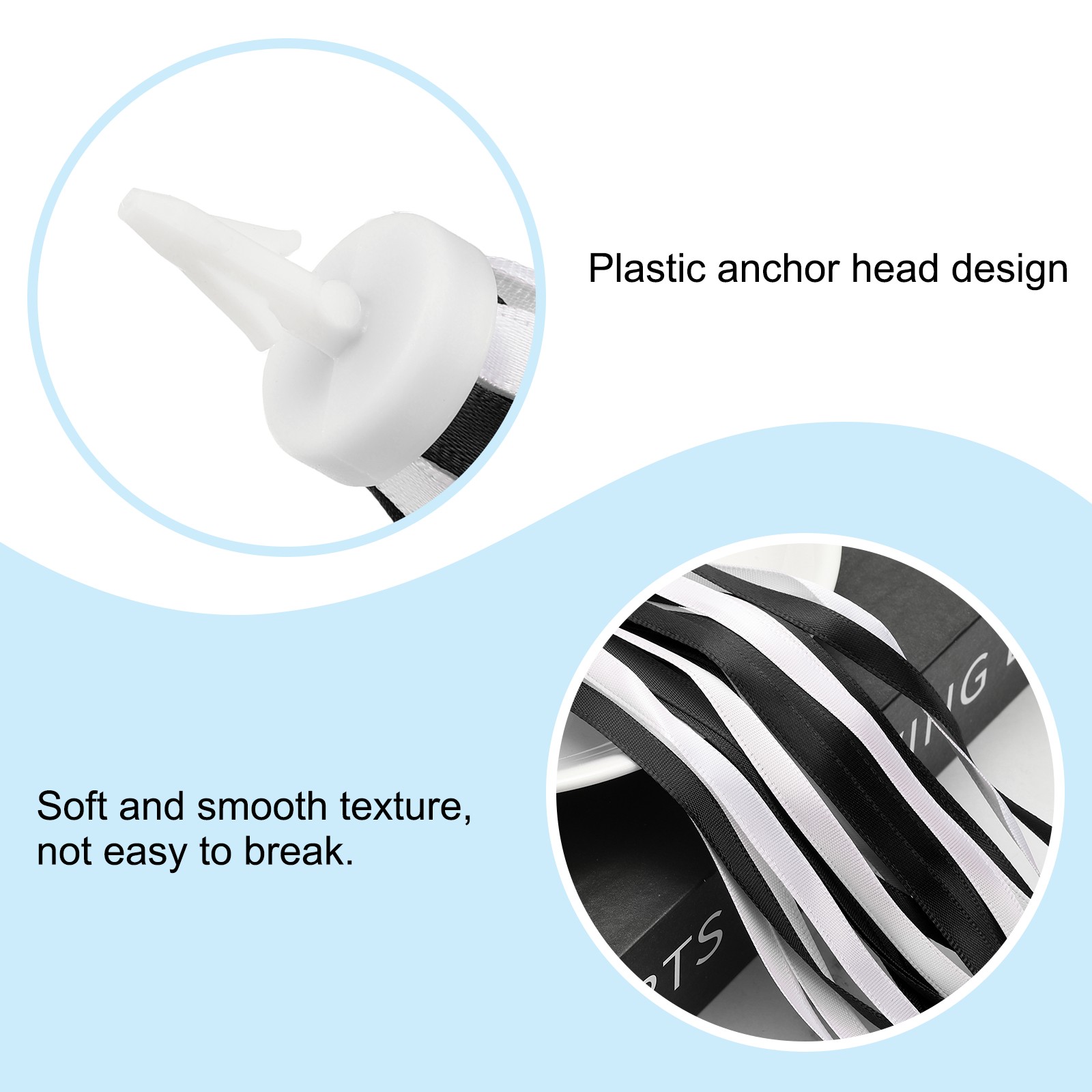 2 Pair Bike Streamers Scooter Handlebar Tassels Grips Ribbon Black White