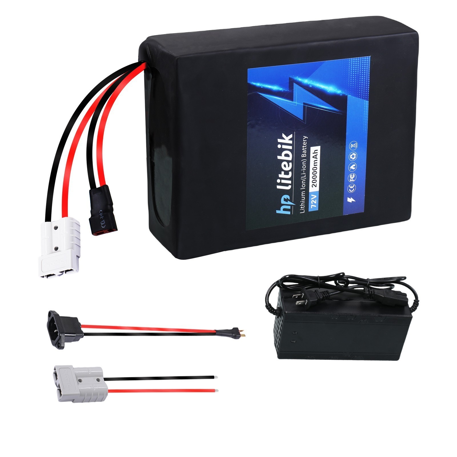 Ebike Lithium Battery 72V 20AH for Electric Bicycle ≤3000W Motors Anderson Plug