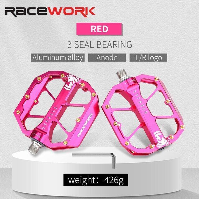 Racework Widen Bicycle Pedals Aluminium 3 Bearings MTB Road Bike 9/16″Pedals