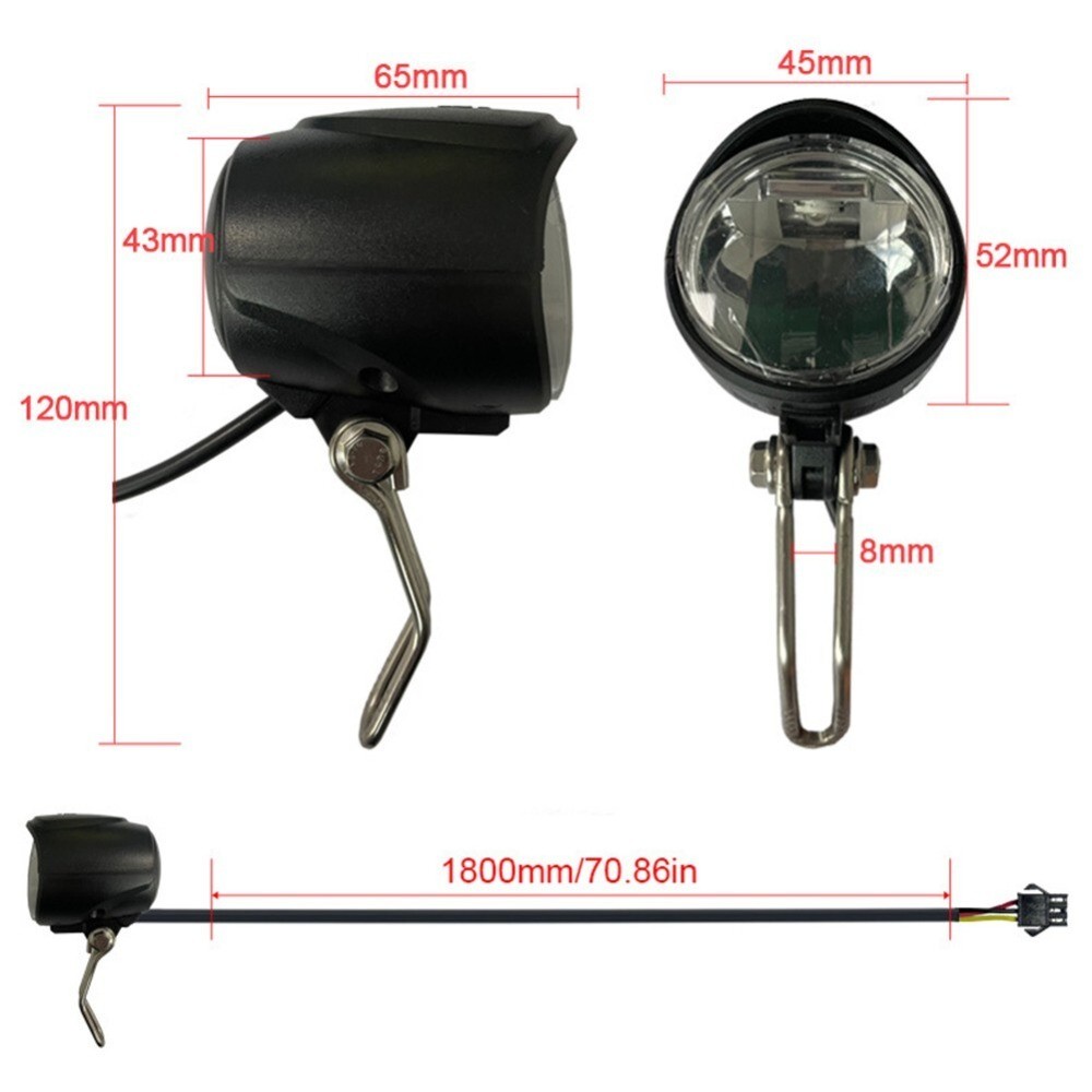 Electric Bike Light Ebike Headlight Tail Lights LED Brake Lamp Kit