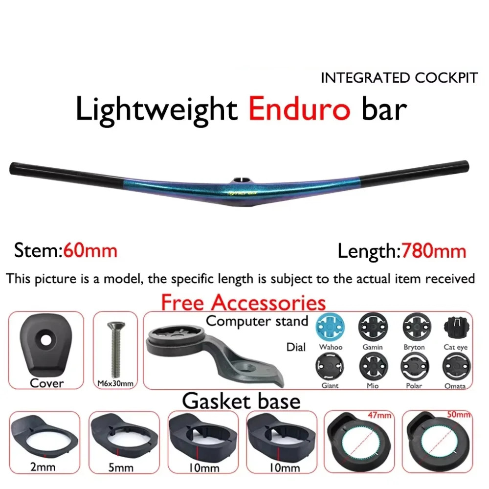 Carbon Integrated MTB Cockpit 20mm Mid Rise 28.6mm Clamp Bicycle Handlebar
