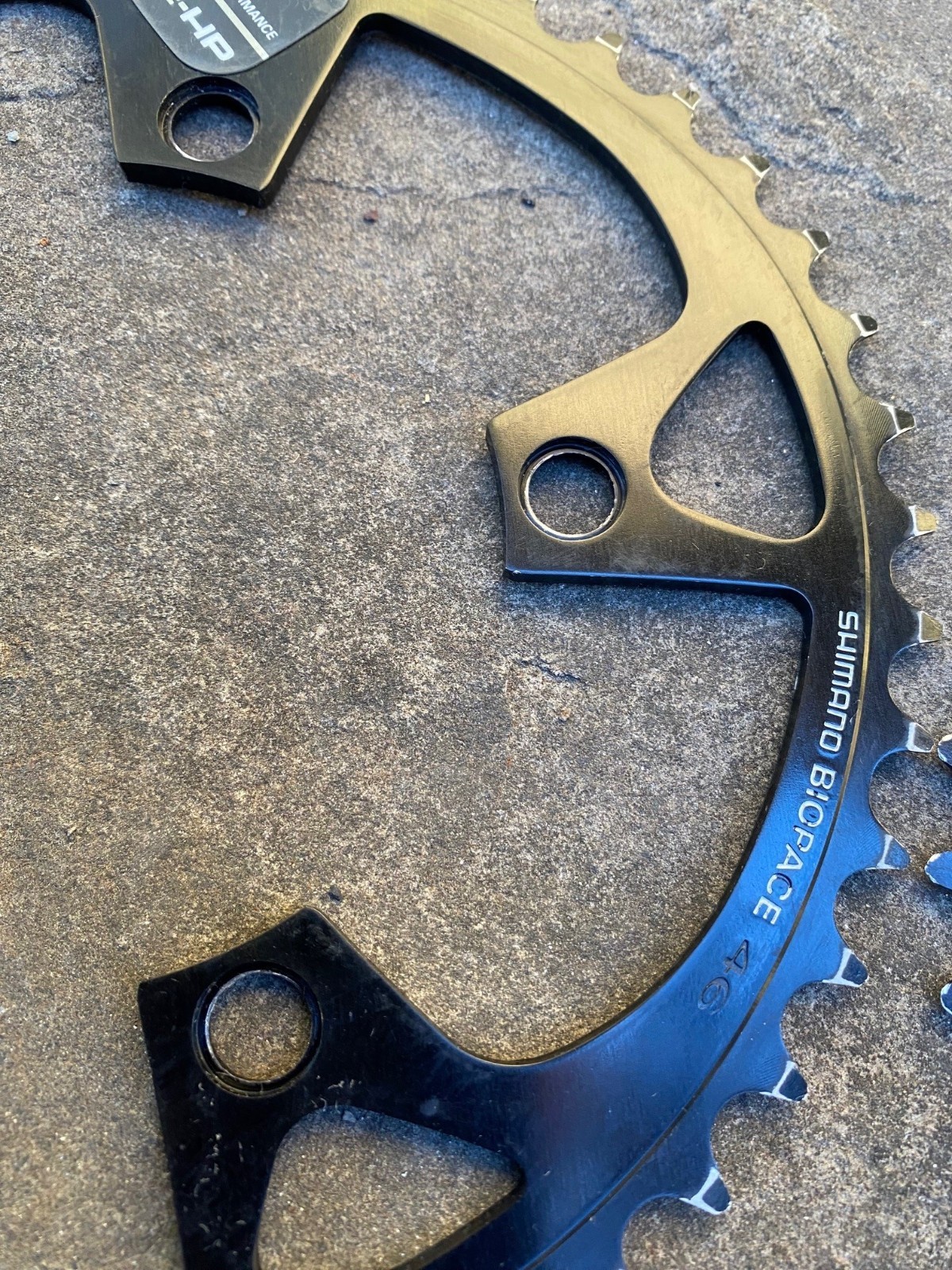 Vintage Black Shimano Deore XT HP Biopace 46/36/26 MTB Chainrings 110BCD