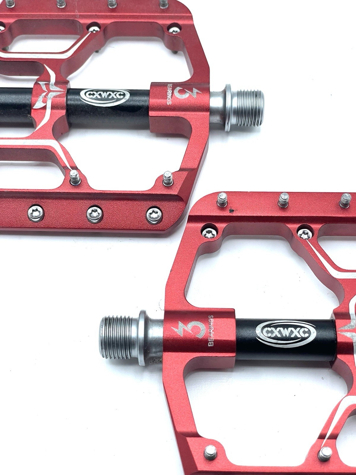 CXWXC CX-V15 Flat Platform Pedals Red / Black Aluminum Sealed Bearings