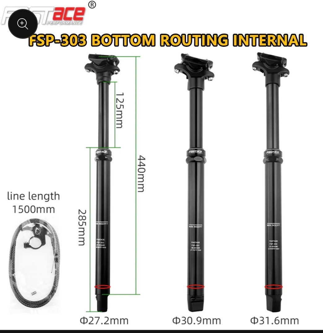 Adjustable Bicycle Dropper Seat Post MTB 125mm Travel 27.2/30.9/31.6mm