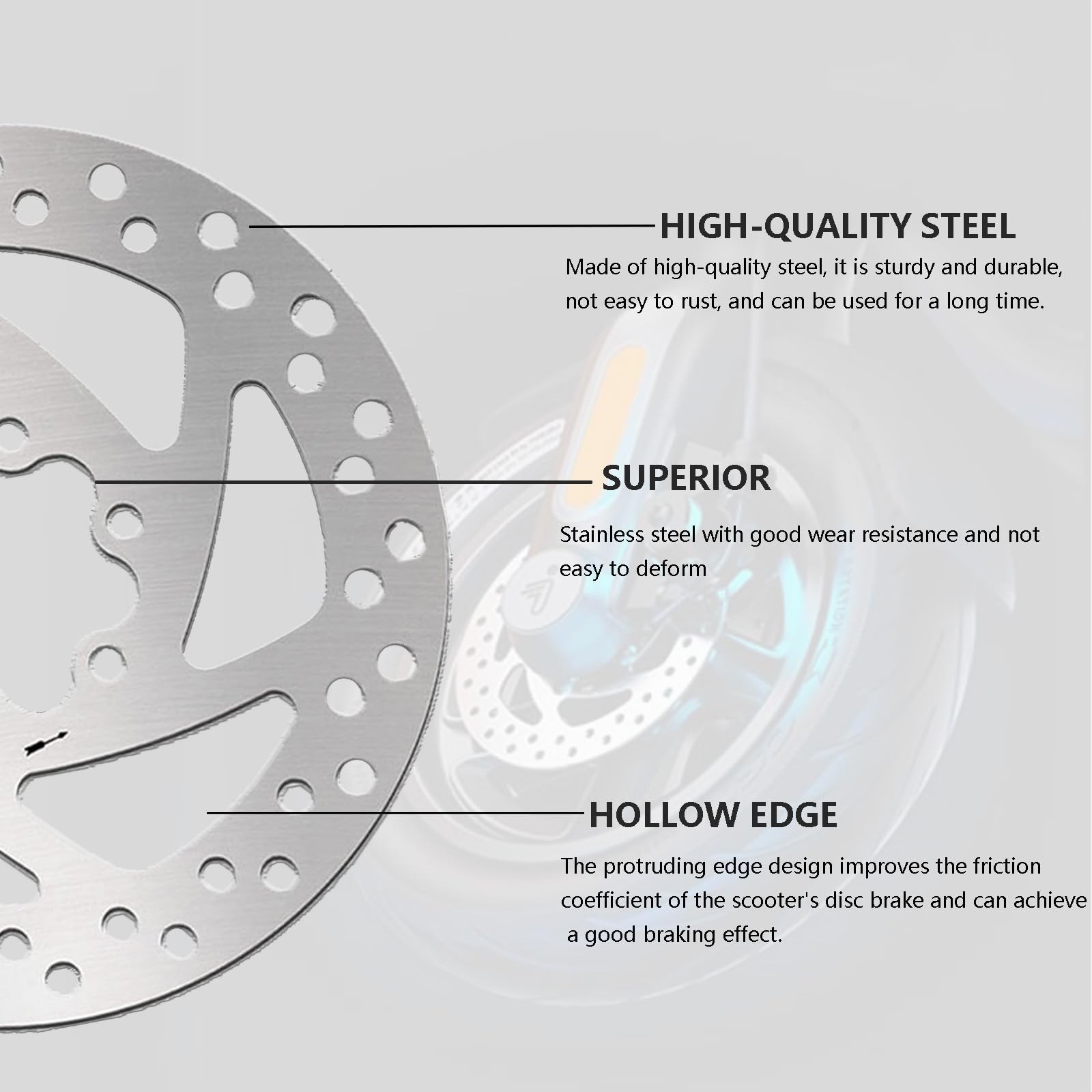 140mm Electric Scooter Brake Rotor in Stainless Steel, 140mm, silver
