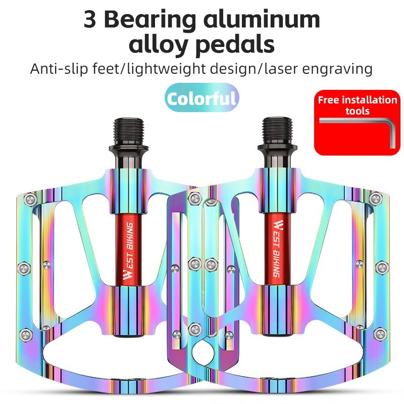 WEST BIKING 3 Sealed Bearing 9/16″ Bicycle Pedals Cycling Bike Pedals Colorful