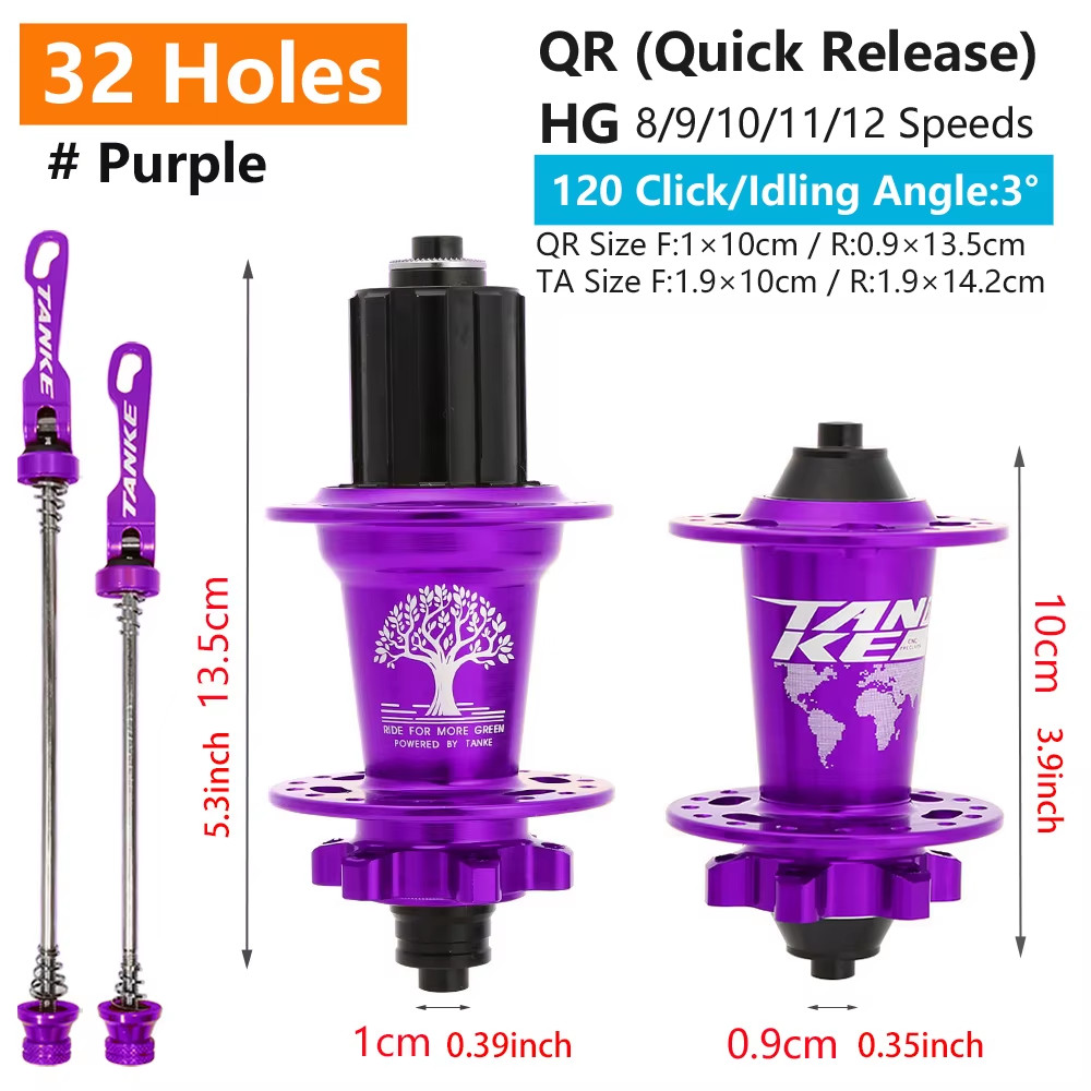 120 Click Hub 6 Bearing MTB Mountain Bike Front Rear Thru HG 28 32 36 Holes Disc
