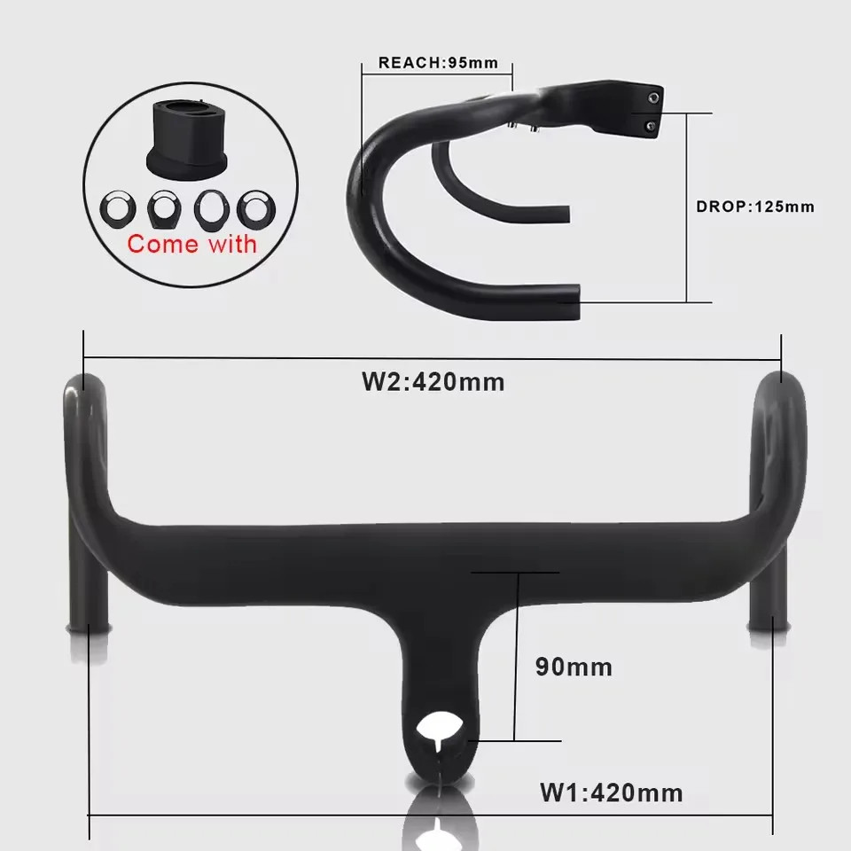 Carbon Handlebar 28.6mm Integrated Road Bike Handlebar Parts with Stem Spacer