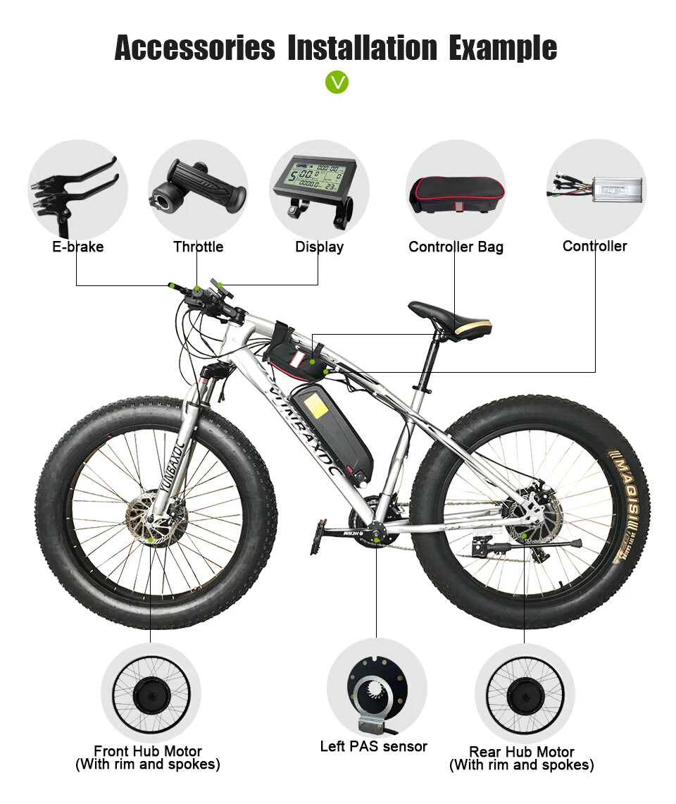 Snow E-bike 48V 750W 20 24 26inch Fat Tire Brushless Gear Rear Rotate Hub Motor