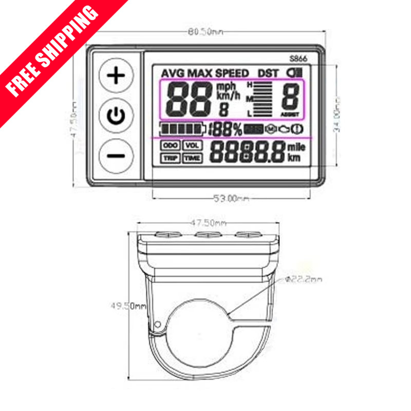 For E-bike Lcd Display 24V/36V/48V Mini E-Bicycle Electric Bike Speed Meter 2024