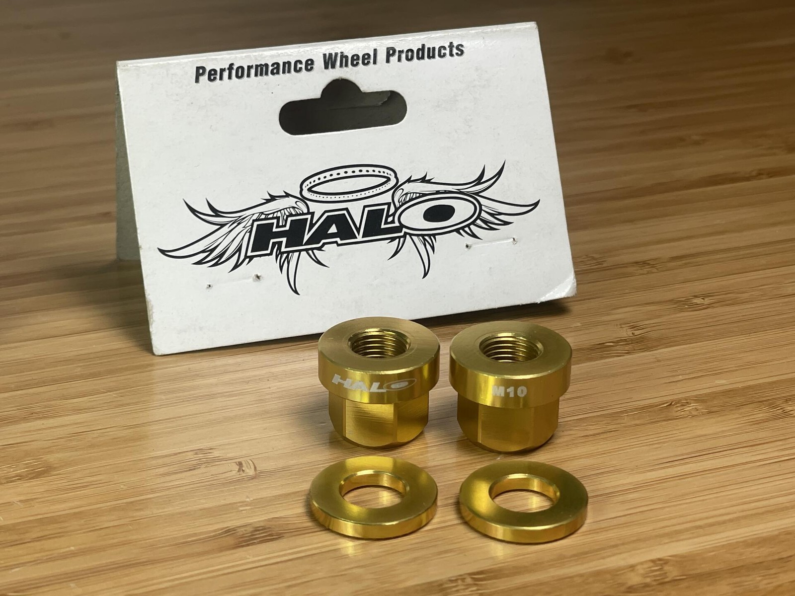 NOS Halo Alloy Axle Nuts M10 10mm Gold Anodized