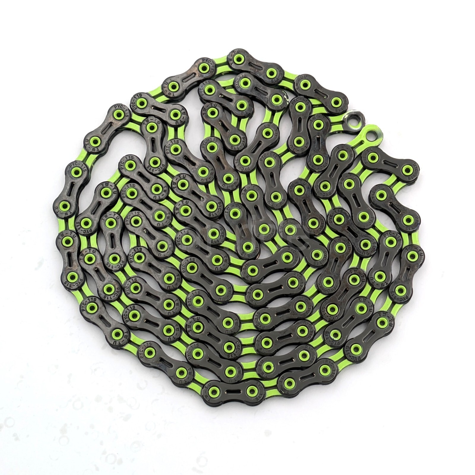 PYC DLC 11-Spd Road MTB CX Gravel Hollow Chain 116L, Ultralight, Black/Green