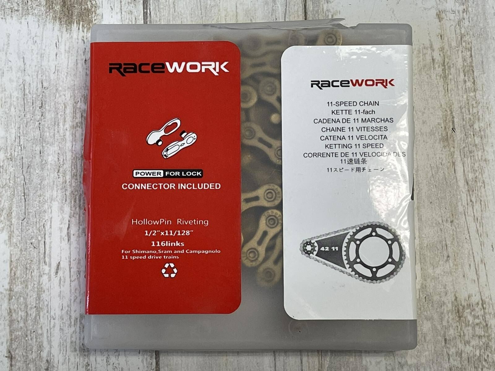 RACEWORK Bicycle Chain hollow 11 Speed Mountain Bike Road Hybrid 116L Gold