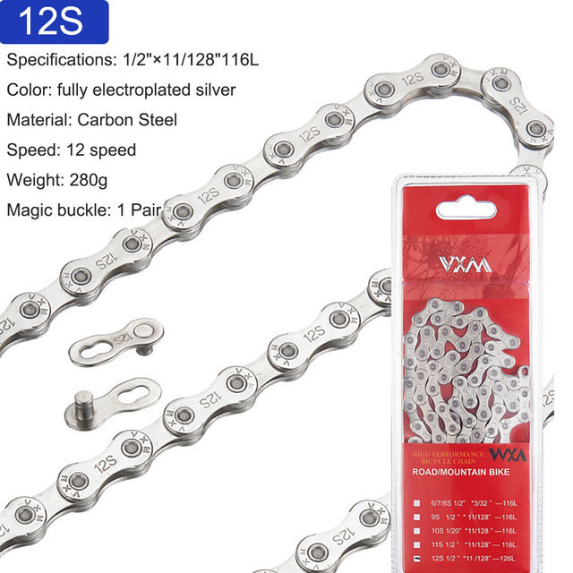 VXM Bike Bicycle Chain 6 7 8 9 10 11 12 Speed Velocidade Electroplated 116 Links