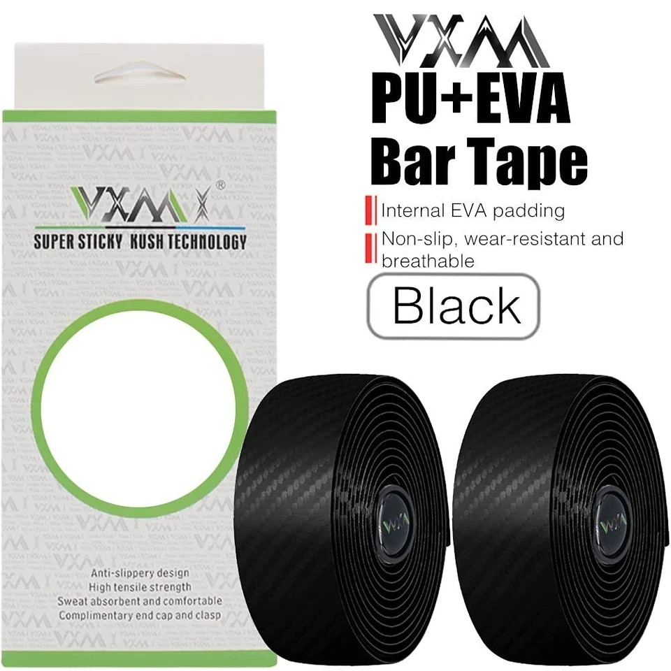 VXM Bicycle Handlebar Tape Carbon Fiber PU EVA Road Bike Bar Tape Wrap 2 Rolls