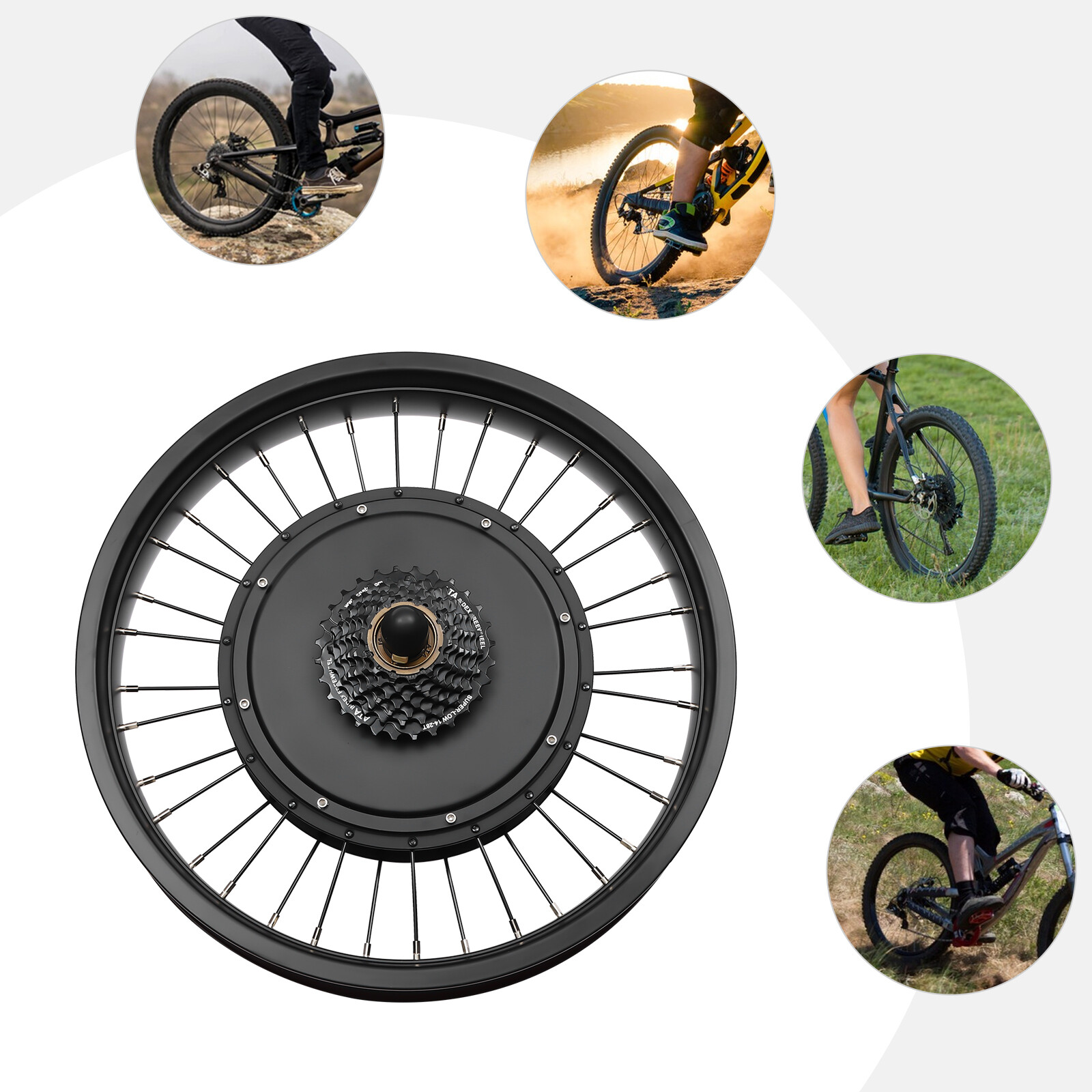 20″ 48V Electric Bicycle Conversion Kit E-Bike Rear Wheel Hub Motor Fat Tire 1kW