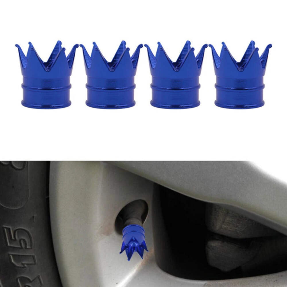 4Pcs Car Motorcycle Crown Tire Valve Caps Car Wheel Air Valve Dustproof Caps Whe