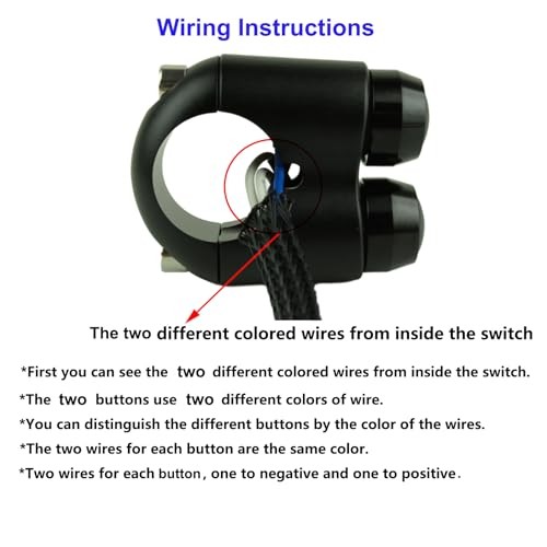 2 Buttons Aluminum Motorcycle Handlebar Switch Fit 7/8 inch Handlebar Black