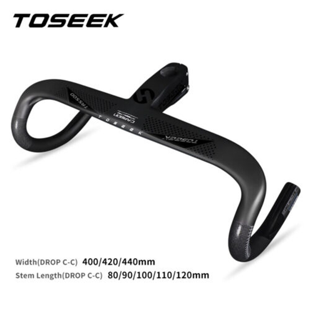 TOSEEK Carbon Fiber Integrated Handlebar Racing Road Bike Drop Bar 400/420/440mm