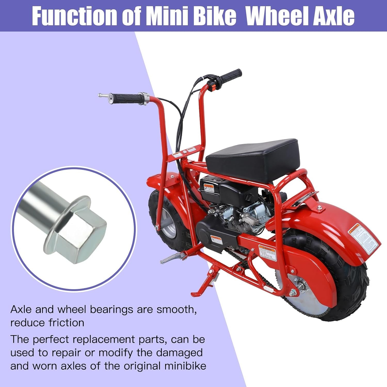 Mini Bike Axle Set Rear Front Replacement for Coleman CT100U 270mm 225mm