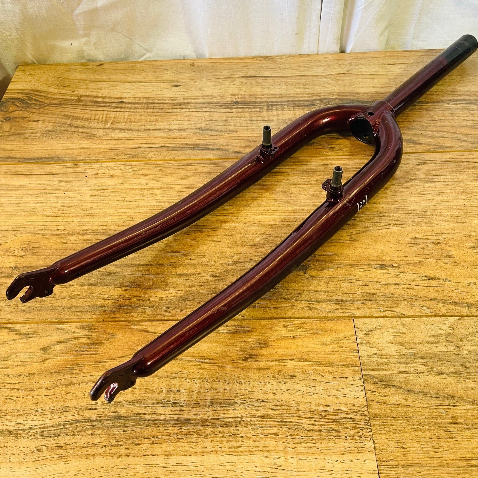 1-inch Threadless MTB Rigid Fork 175mm Steerer Burgundy All CRMO Steel