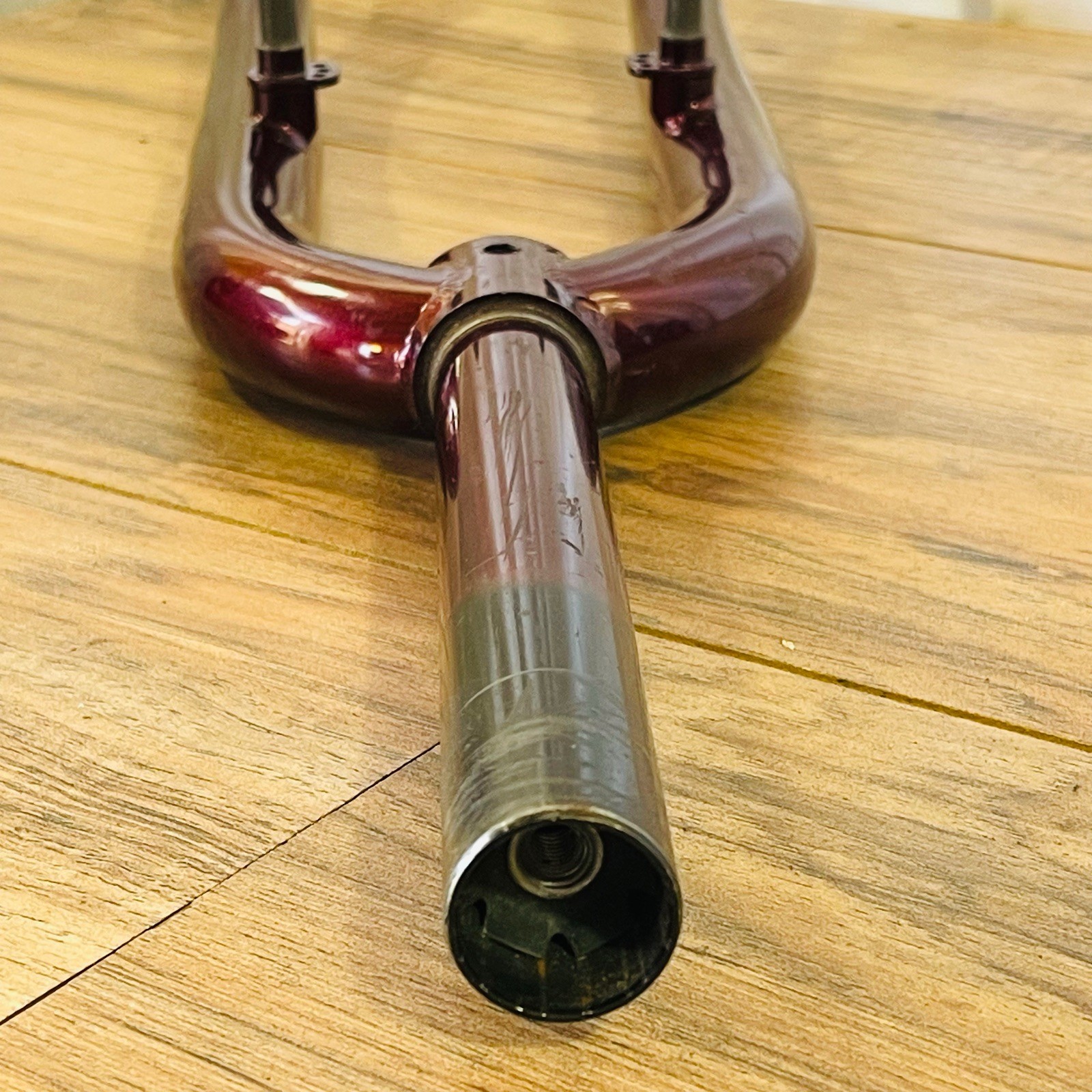 1-inch Threadless MTB Rigid Fork 175mm Steerer Burgundy All CRMO Steel