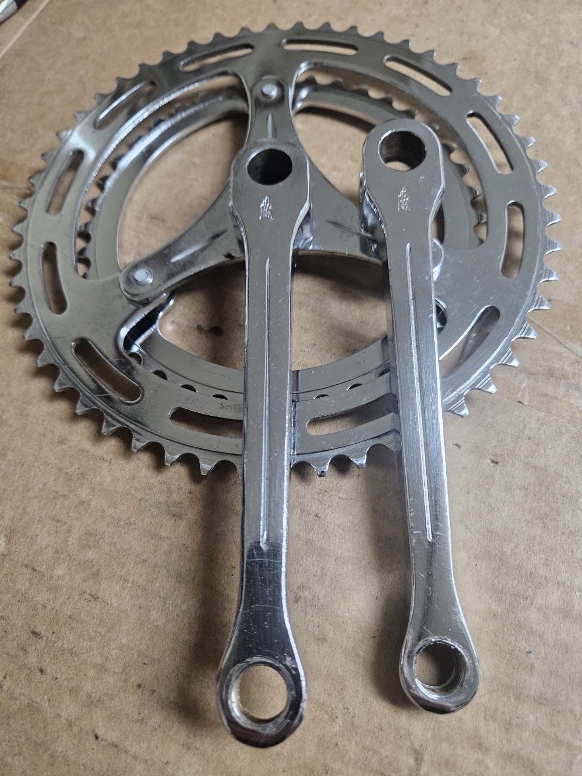 Vintage Cottered Crankset, Raleigh Sir Walter, 3 Arms, 165mm 52/40 T, w/ BB