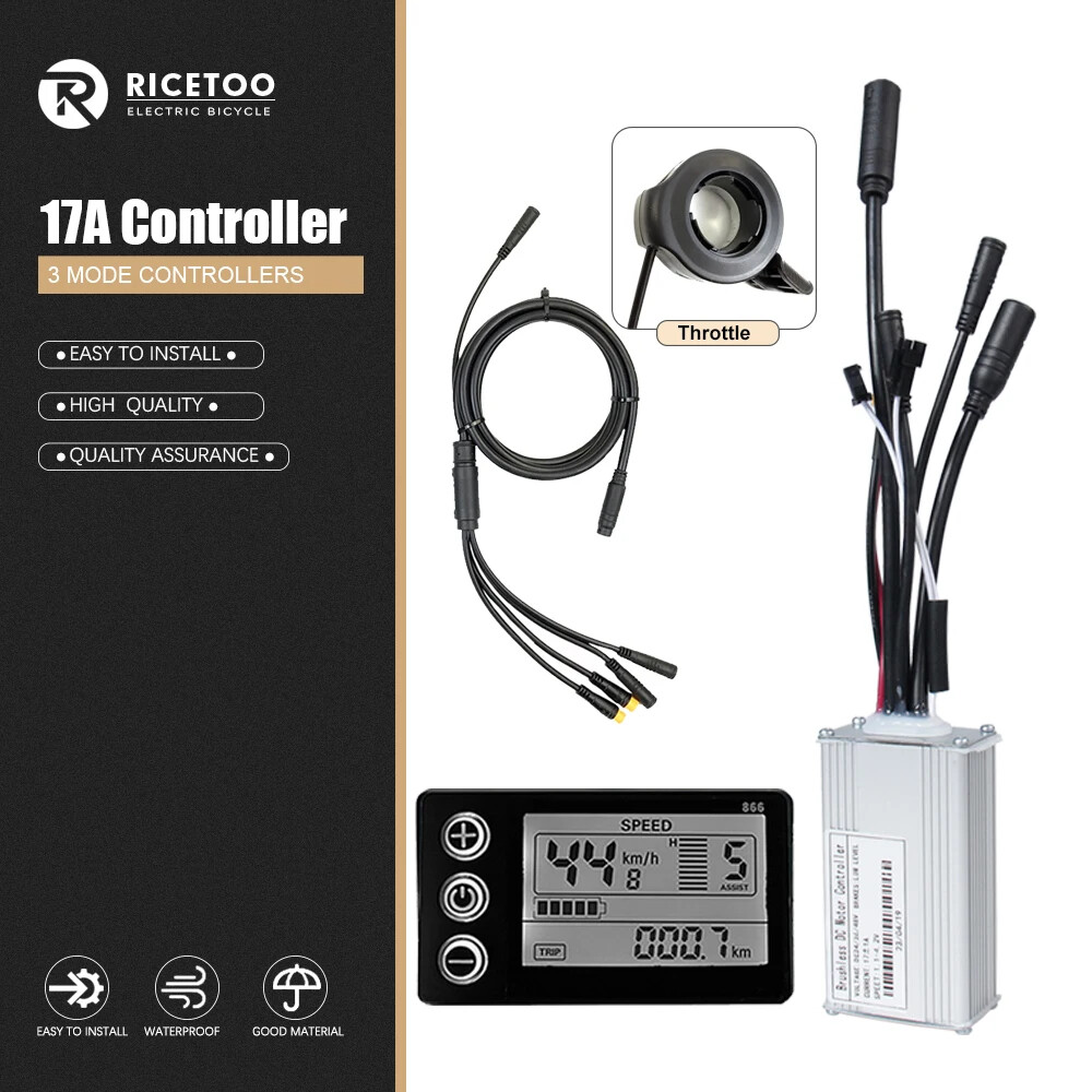 Three-Mode Electric Bike Controller 17A 26A 30A 40A 36/48V with S866 LCD Display