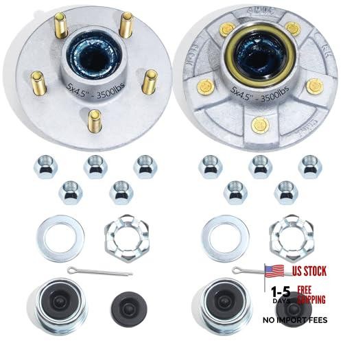 2 Sets Galvanized Trailer Hub Kits 5 on 4.5» for 3500 lbs 1-1/16» to 1-3/8»