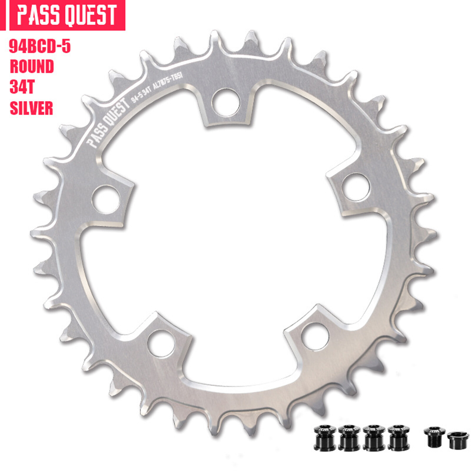 PASS QUEST 94 BCD 5Arm Bicycle Chain wheel ROUND Narrow Wide Chainring 32-36Tape