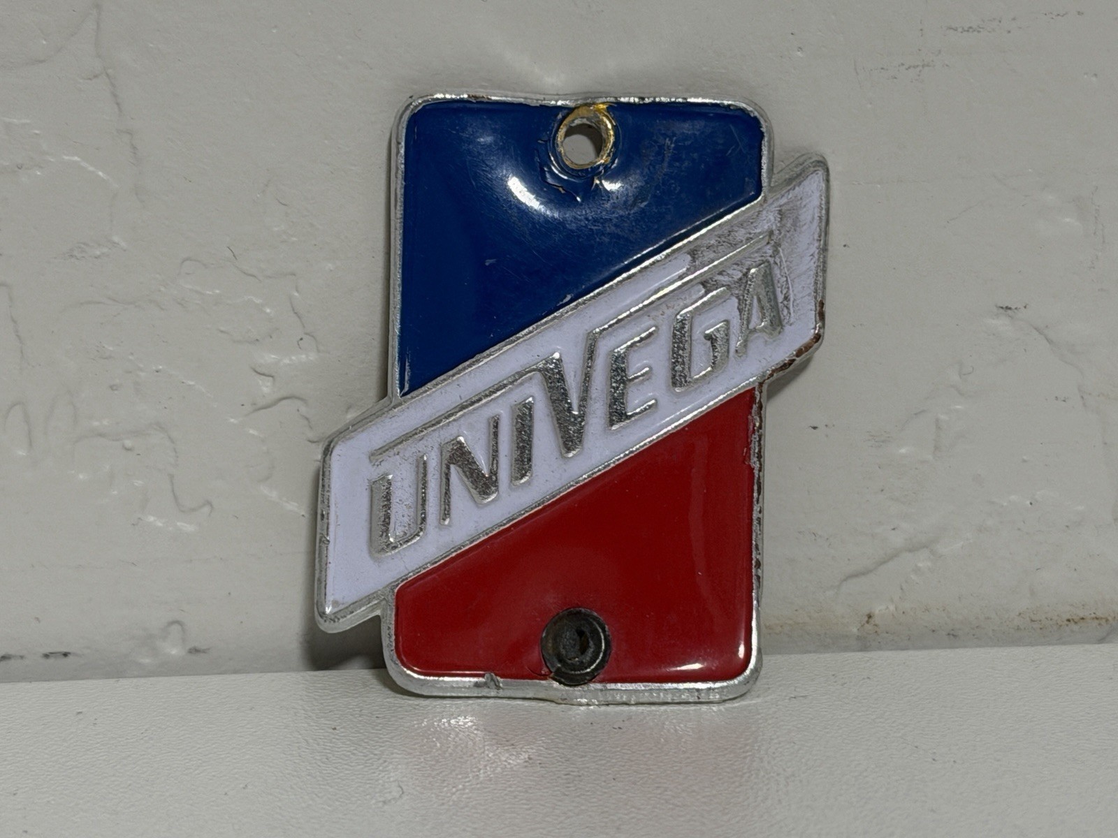 Vintage Univega Head Bicycle Badge Red White & Blue Bike