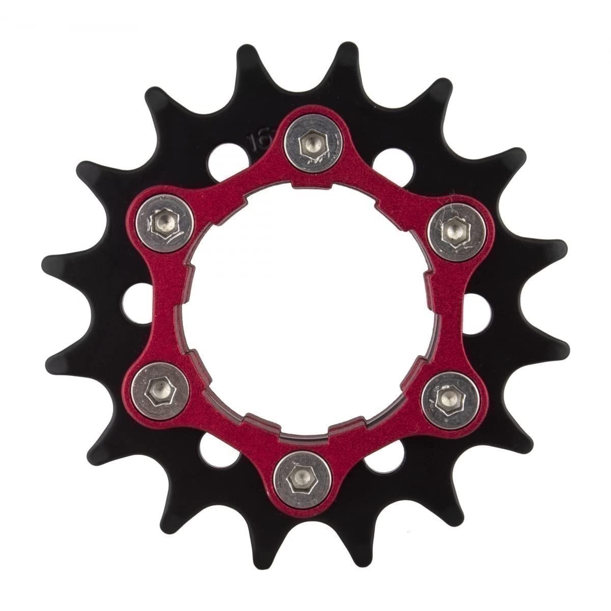 Origin8 Ultim8 Single Speed Cassette Cog w/ 6b Disc Mount,16t x 3/32″, Black/Red