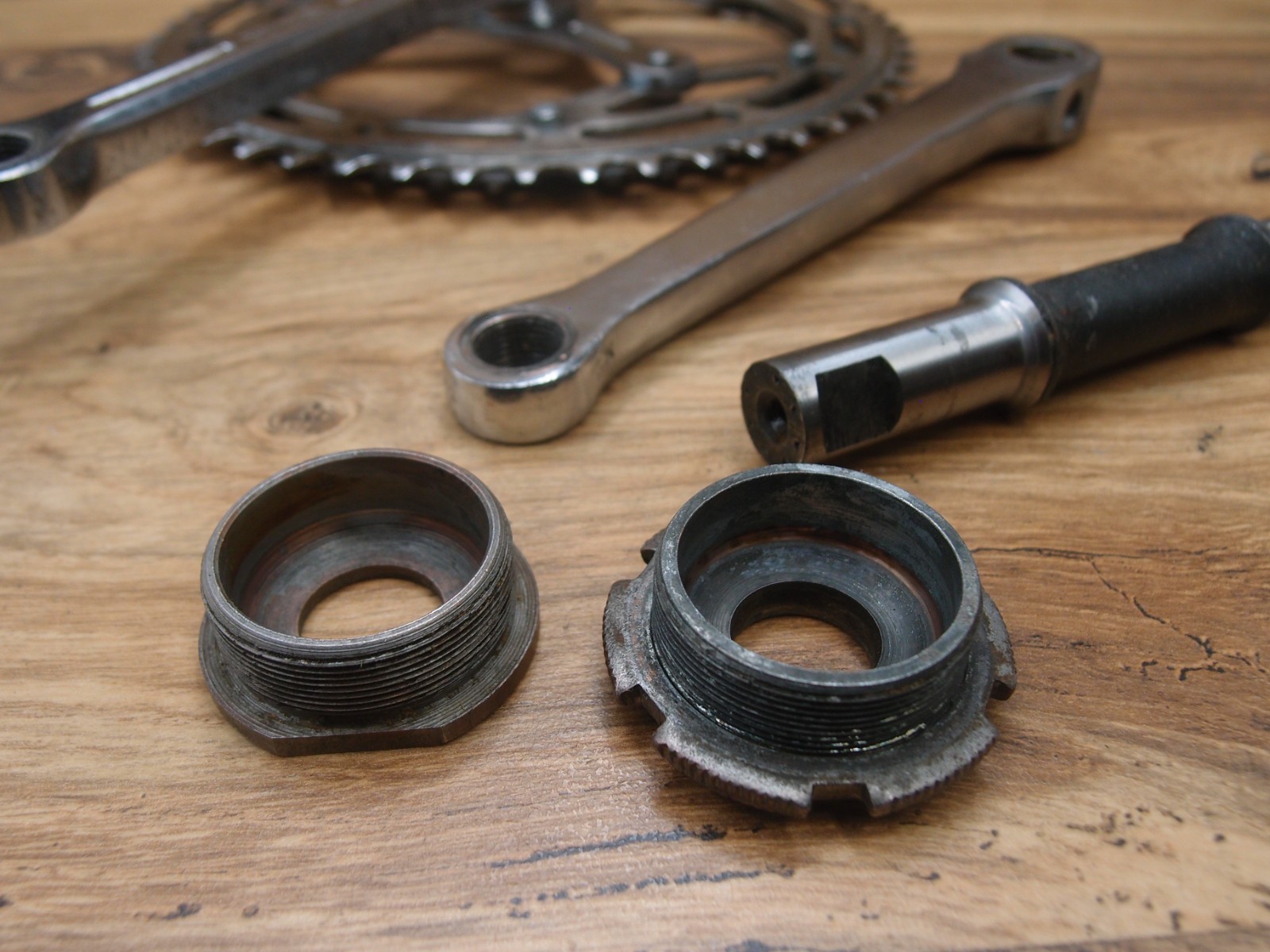 cottered crankset NERVAR made in France 52/47 T 170 mm + bottom bracket 1960’s